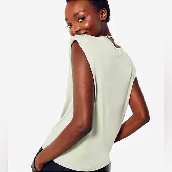 ARITZIA BABATON Shoulder Pad Tee Shirt 100% Cotton NWT Sleeveless Top - Picture 4 of 16